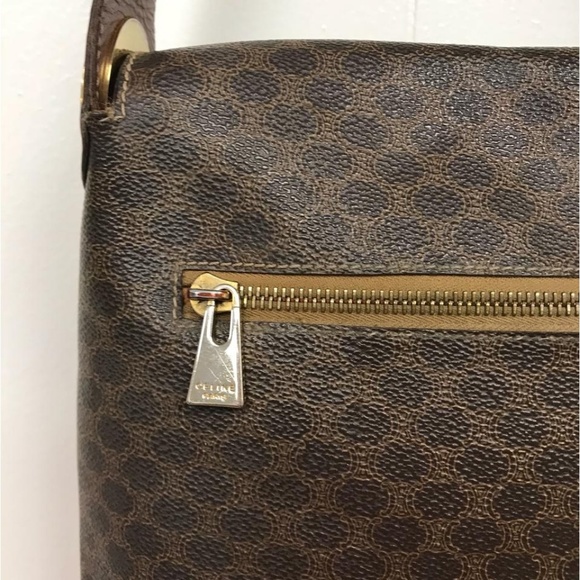 Céline Vintage Leather Trim Printed Shoulder Bag